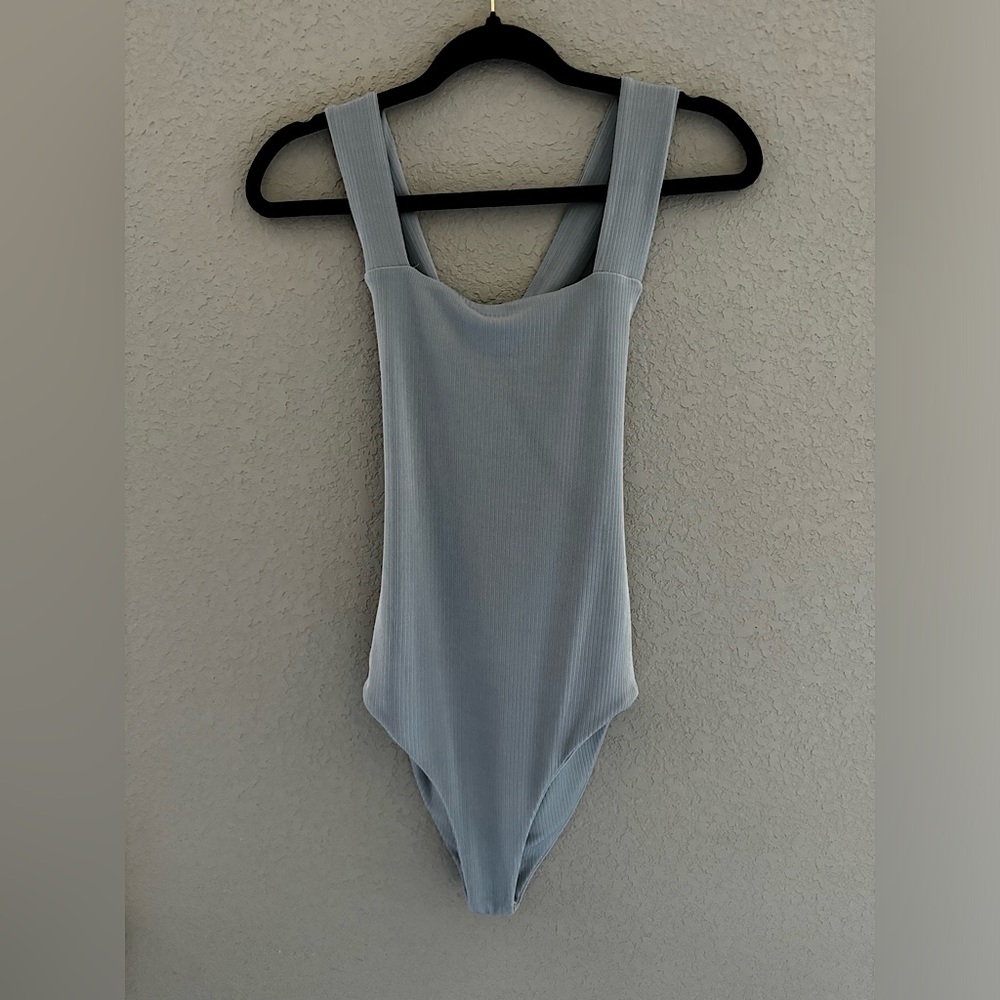 Light blue ribbed bodysuit